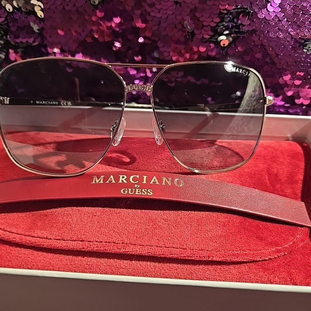 Marciano Gold Sunglasses Unisex w Gift Box and Case